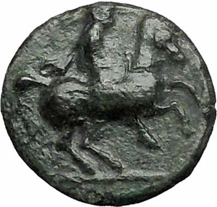 KRANNON in THESSALY 350BC Horseman Bull Trident Ancient Greek Coin i55654