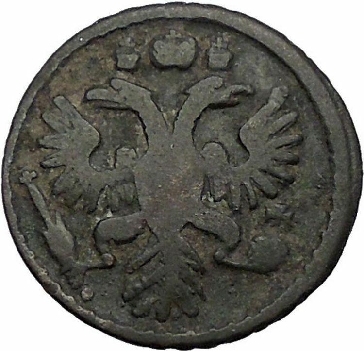 1734 ANNA IVANOVNA Russian Empress Antique Polushka 1/4 Kopek Coin Eagle i56450