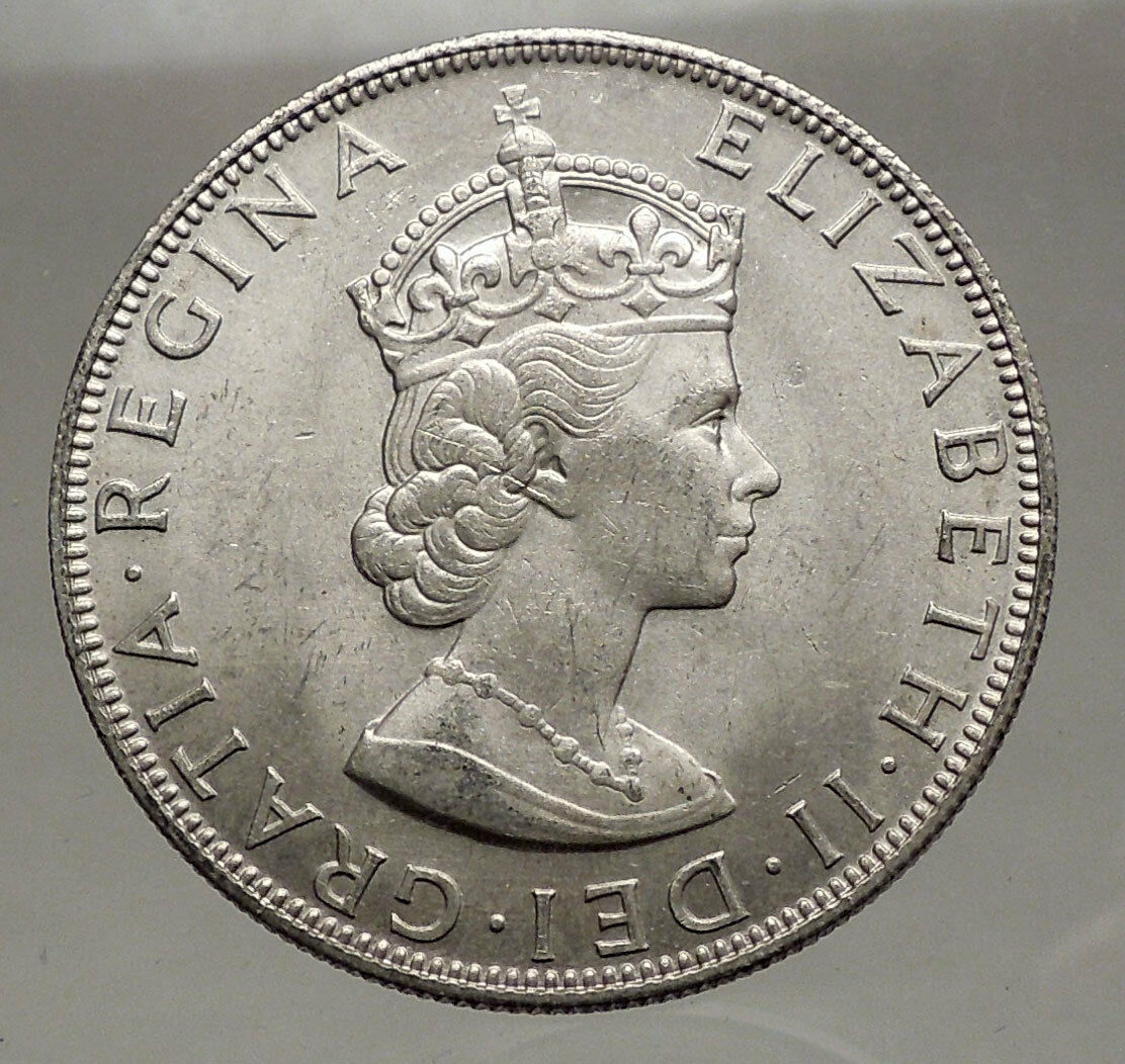 1964 Bermuda Britiash Colony LARGE Silver Crown Coin with Elizabeth II i56643