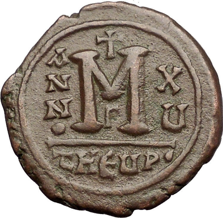 MAURICE TIBERIUS 601AD Antioch Theoupolis Follis Ancient Byzantine Coin i57537