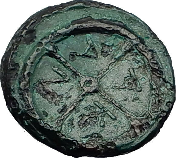 AKANTHOS in MACEDONIA 400BC Athena Wheel Authentic Ancient Greek Coin i58702