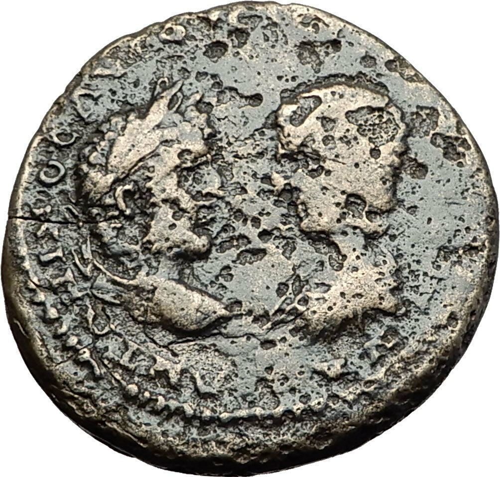 CARACALLA on Horse & JULIA DOMNA 198AD Marcianopolis Ancient Roman Coin i58417