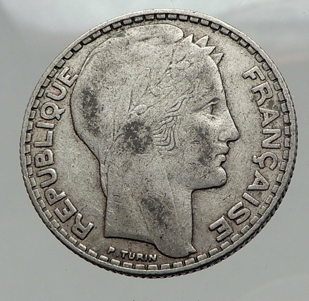 1933 FRANCE Authentic Large Silver 10 Francs French Coin LIBERTY & WHEAT i62983