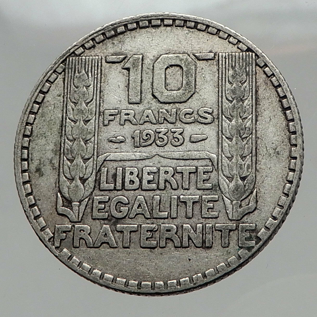 1933 FRANCE Authentic Large Silver 10 Francs French Coin LIBERTY & WHEAT i62983