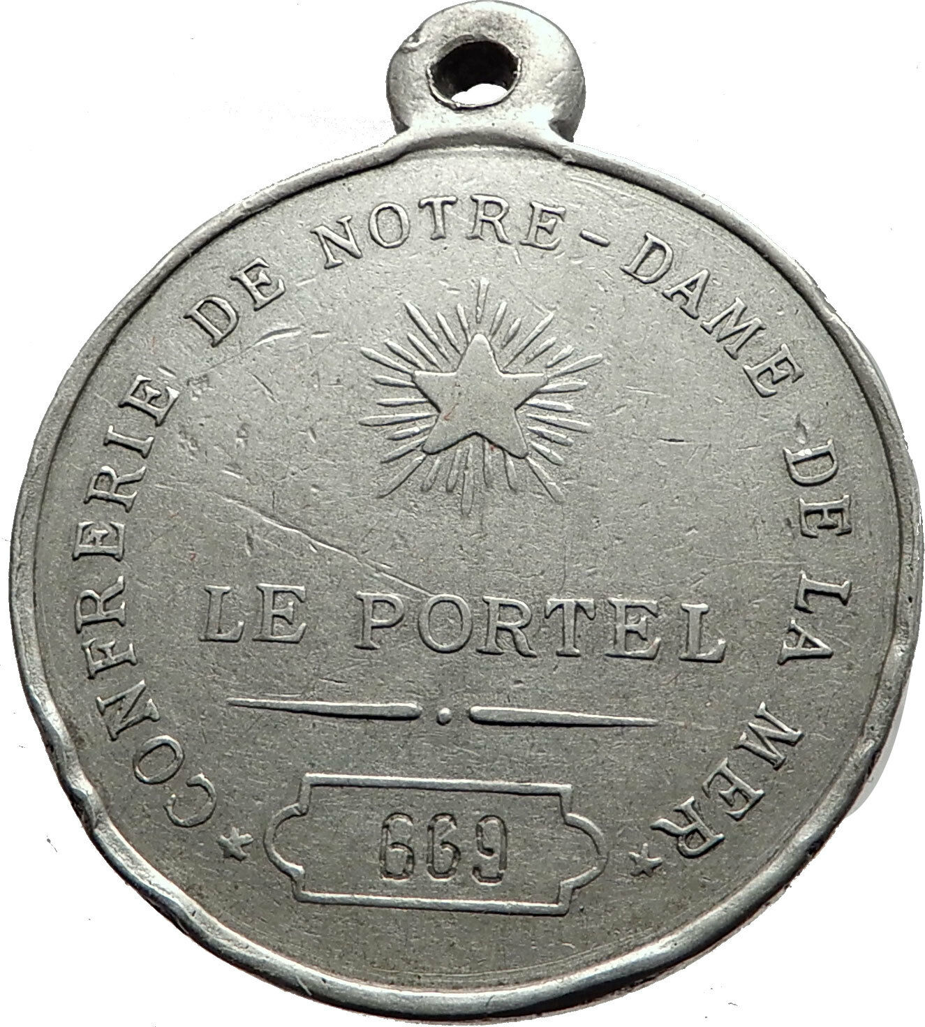 1880-1950 Le Portel Pas-de-Calais France CHRISTIAN Medal Pendant MADONNA i63559