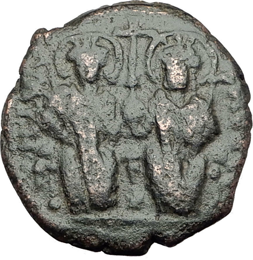 JUSTIN II & Sophia 565AD Half Follis Antioch Ancient Byzantine Coin CROSS i64942