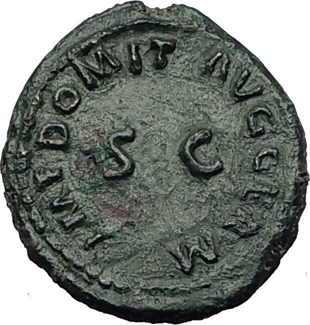 DOMITIAN 43AD Rome Quadrans Authentic Ancient Roman Coin RHINOCEROS i65272