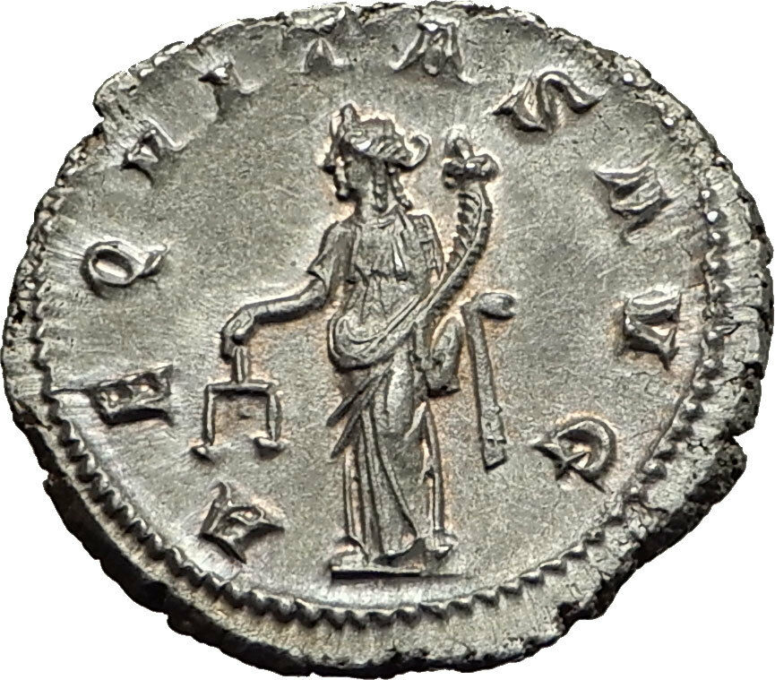 GORDIAN III 239AD Ancient Authentic Genuine Silver Roman Coin Aequitas i65447