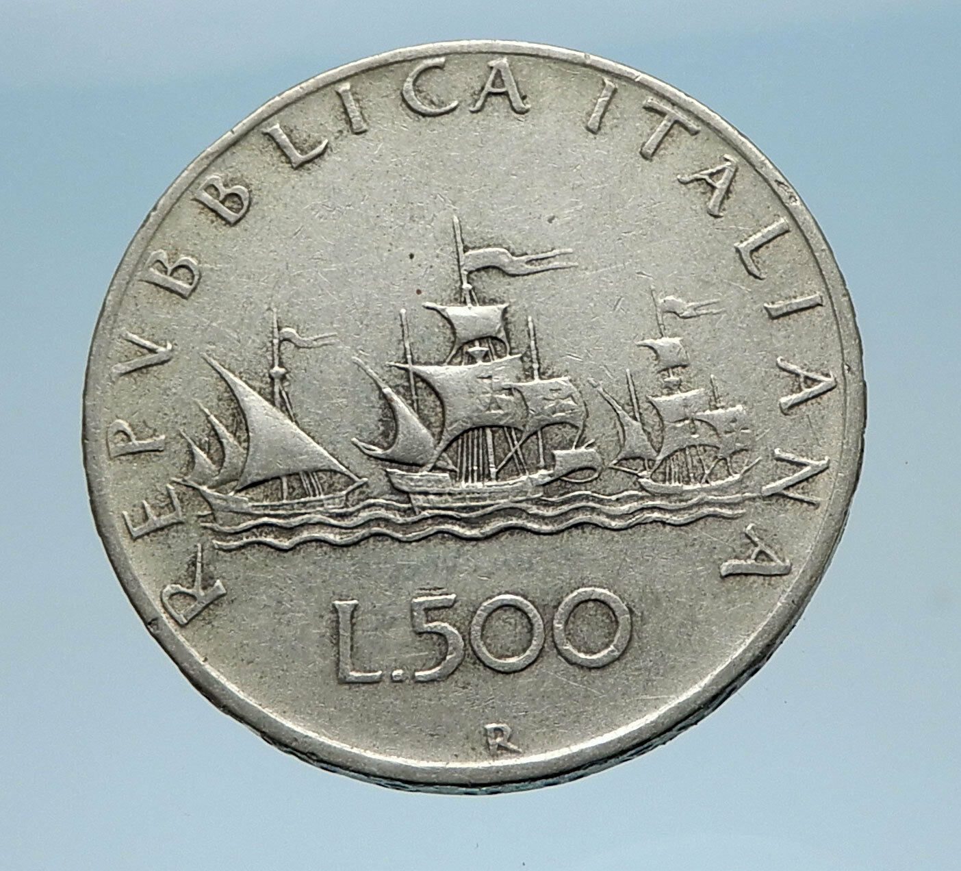 CHRISTOPHER COLUMBUS Ships to DISCOVER America 1961 SILVER Coin of ITALY i65588