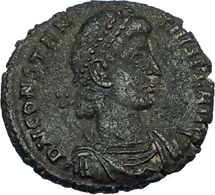 CONSTANTIUS II 348AD Authentic Ancient Roman LEGIONARY BATTLE SCENE Coin i65796