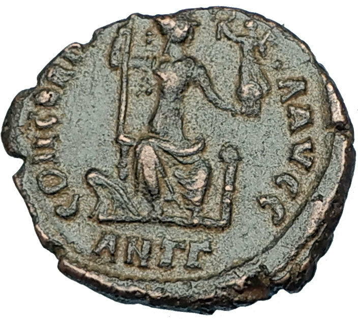 ARCADIUS with CROSS Original 401AD Antioch Authentic Ancient Roman Coin i65849