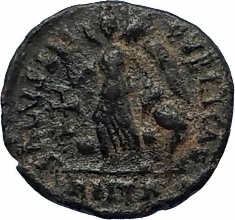 VALENTINIAN II Ancient 388AD Antioch Roman Coin w VICTORY ANGEL & CROSS i67126