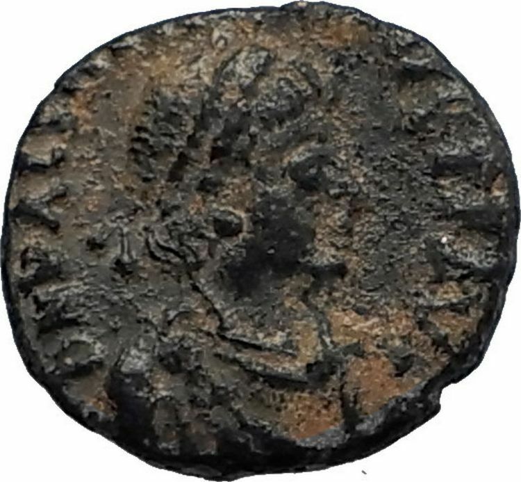 VALENTINIAN II Ancient 388AD Antioch Roman Coin w VICTORY ANGEL & CROSS i67126