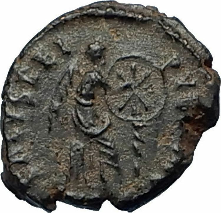 AELIA FLACILLA Theodosius I Wife 383AD Ancient Roman Coin VICTORY CHI-RHO i67026