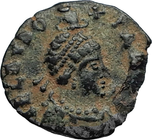 EUDOXIA Arcadius Wife 401AD Authentic Ancient Roman Coin VICTORY CHI-RHO i67286