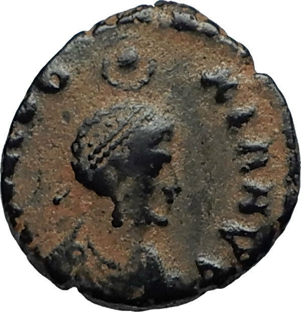 EUDOXIA Arcadius Wife 401AD Authentic Ancient Roman Coin VICTORY CHI-RHO i67364