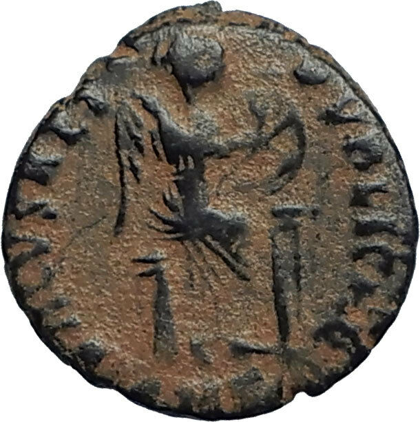 EUDOXIA Arcadius Wife 401AD Authentic Ancient Roman Coin VICTORY CHI-RHO i67364