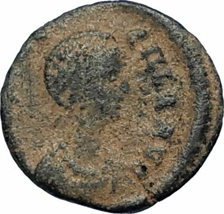 AELIA FLACILLA Theodosius I Wife 383AD Ancient Roman Coin VICTORY CHI-RHO i67710