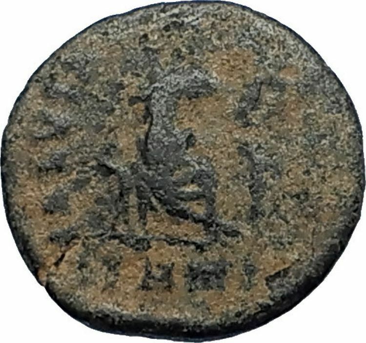 AELIA FLACILLA Theodosius I Wife 383AD Ancient Roman Coin VICTORY CHI-RHO i67710