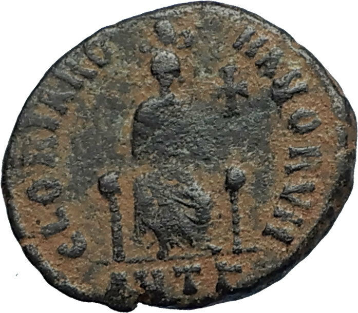 EUDOXIA Arcadius Wife 400AD Authentic Ancient Roman Coin GOD's HAND CROSS i67756