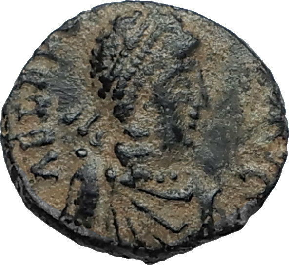 EUDOXIA Arcadius Wife 400AD Authentic Ancient Roman Coin GOD's HAND CROSS i67275