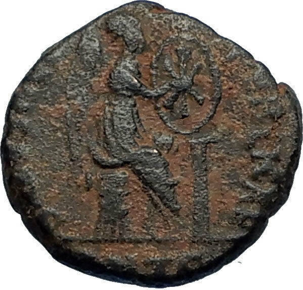 EUDOXIA Arcadius Wife 401AD Authentic Ancient Roman Coin VICTORY CHI-RHO i67723