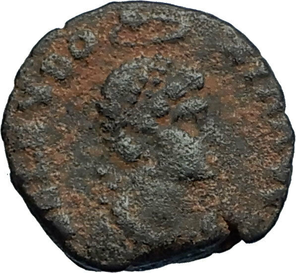 EUDOXIA Arcadius Wife 401AD Authentic Ancient Roman Coin VICTORY CHI-RHO i67723