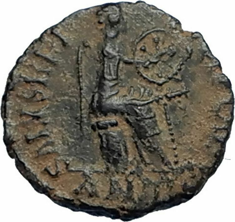 AELIA FLACILLA Theodosius I Wife 383AD Ancient Roman Coin VICTORY CHI-RHO i67542