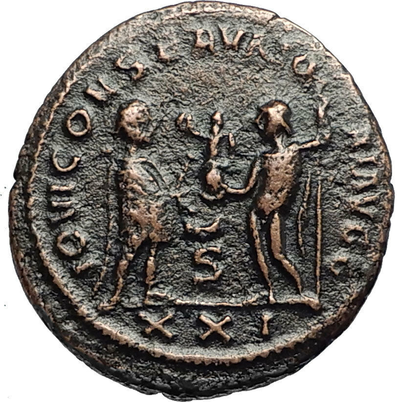 DIOCLETIAN Authentic Ancient 285AD Roman Antioch Coin JUPITER & HERCULES i67424