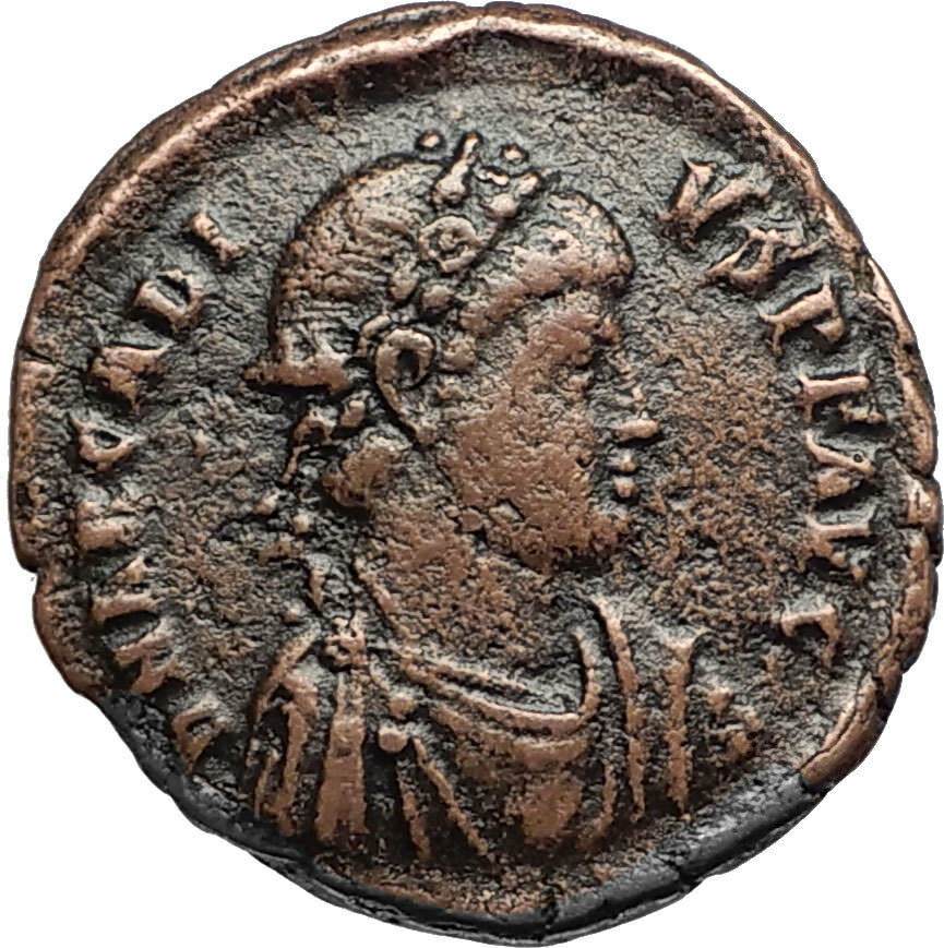 ARCADIUS w Legionary Standard Authentic Ancient Genuine 392AD Roman Coin i67422