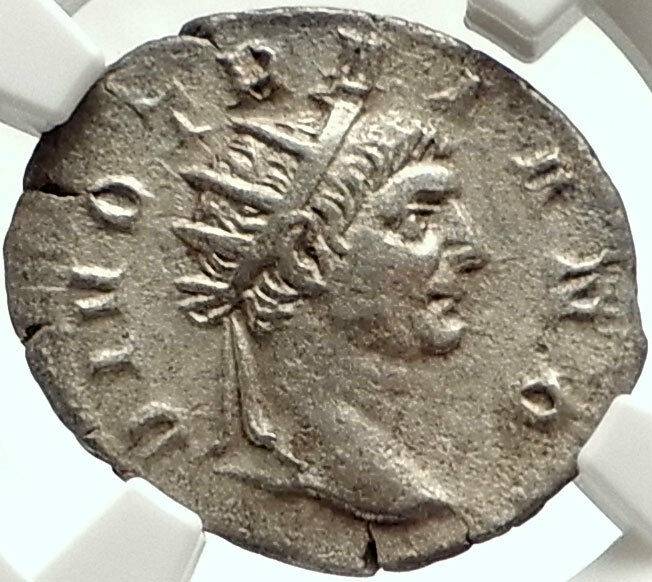 Divus TRAJAN Authentic Ancient Silver 250AD Roman Coin TRAJAN DECIUS NGC i68411