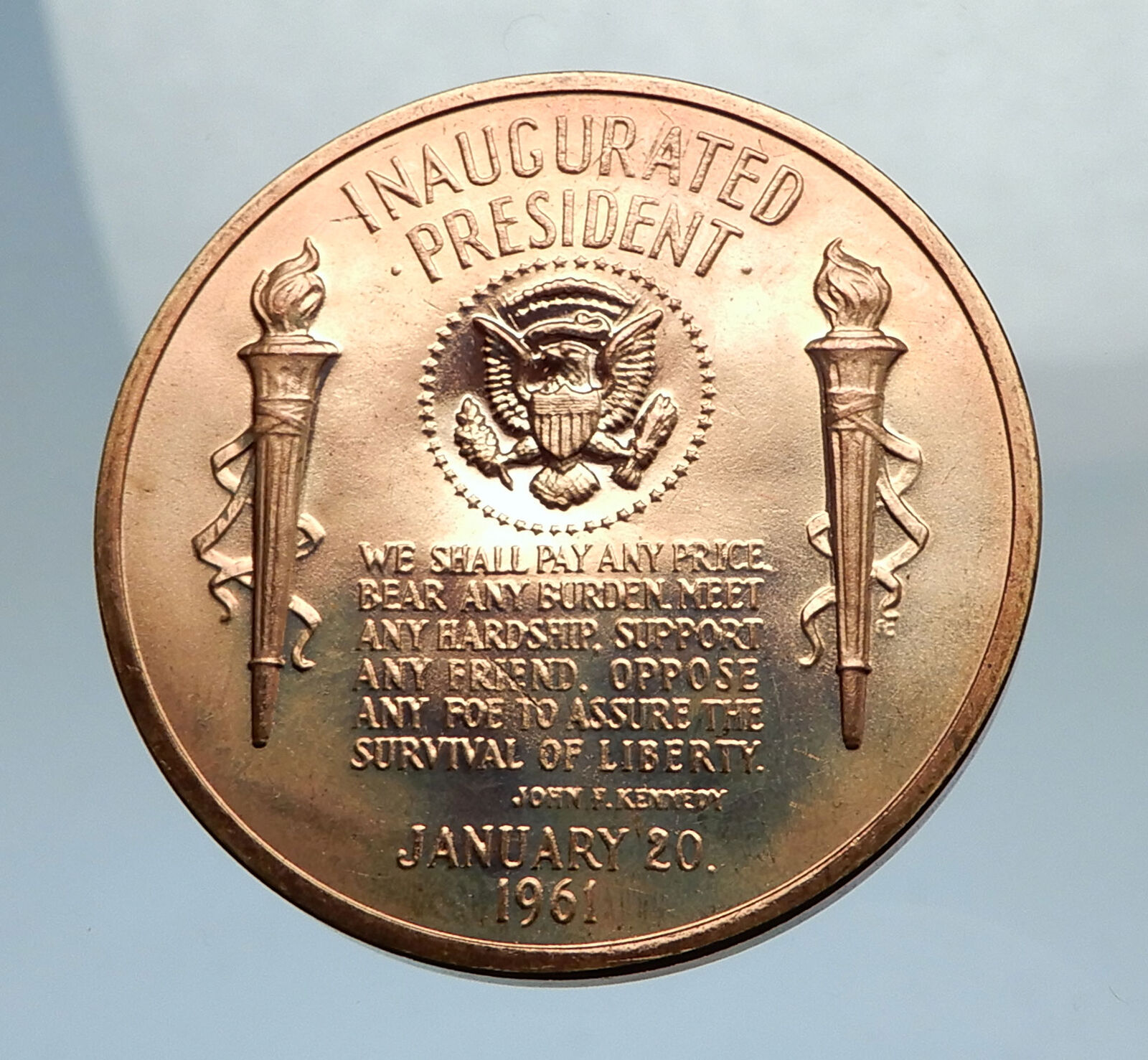 United States US President JOHN F. KENNEDY Medal w SPEECH QUOTE & SEAL i67553