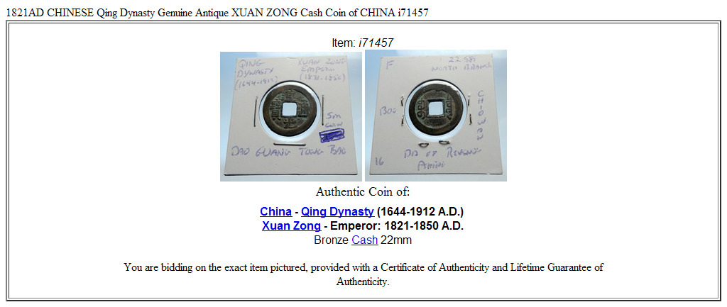 1821AD CHINESE Qing Dynasty Genuine Antique XUAN ZONG Cash Coin of CHINA i71457