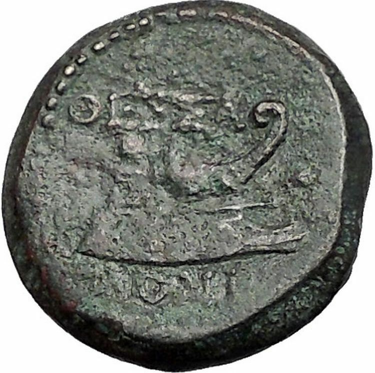 THESSALONICA in MACEDONIA 187BC Poseidon Trident Galley RARE Greek Coin i55675