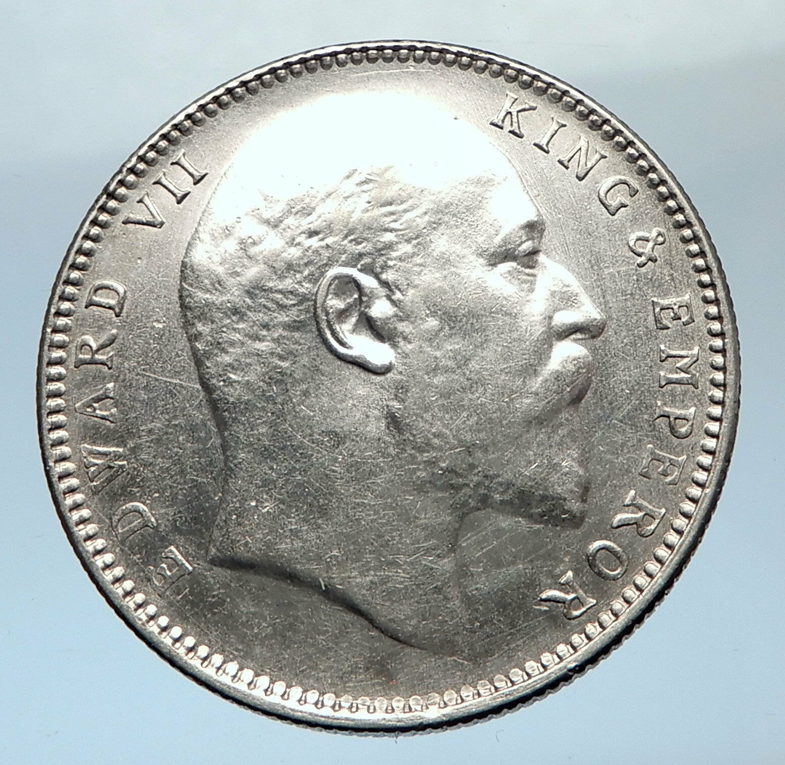 1907 King EDWARD VII of United Kingdom EMPEROR British INDIA Silver Coin i73776