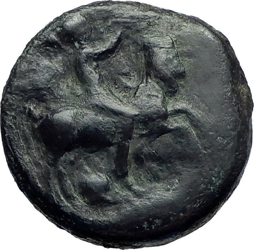 Himera in Sicily 420BC Ancient Greek Coin Naked youth on goat Nike i73984