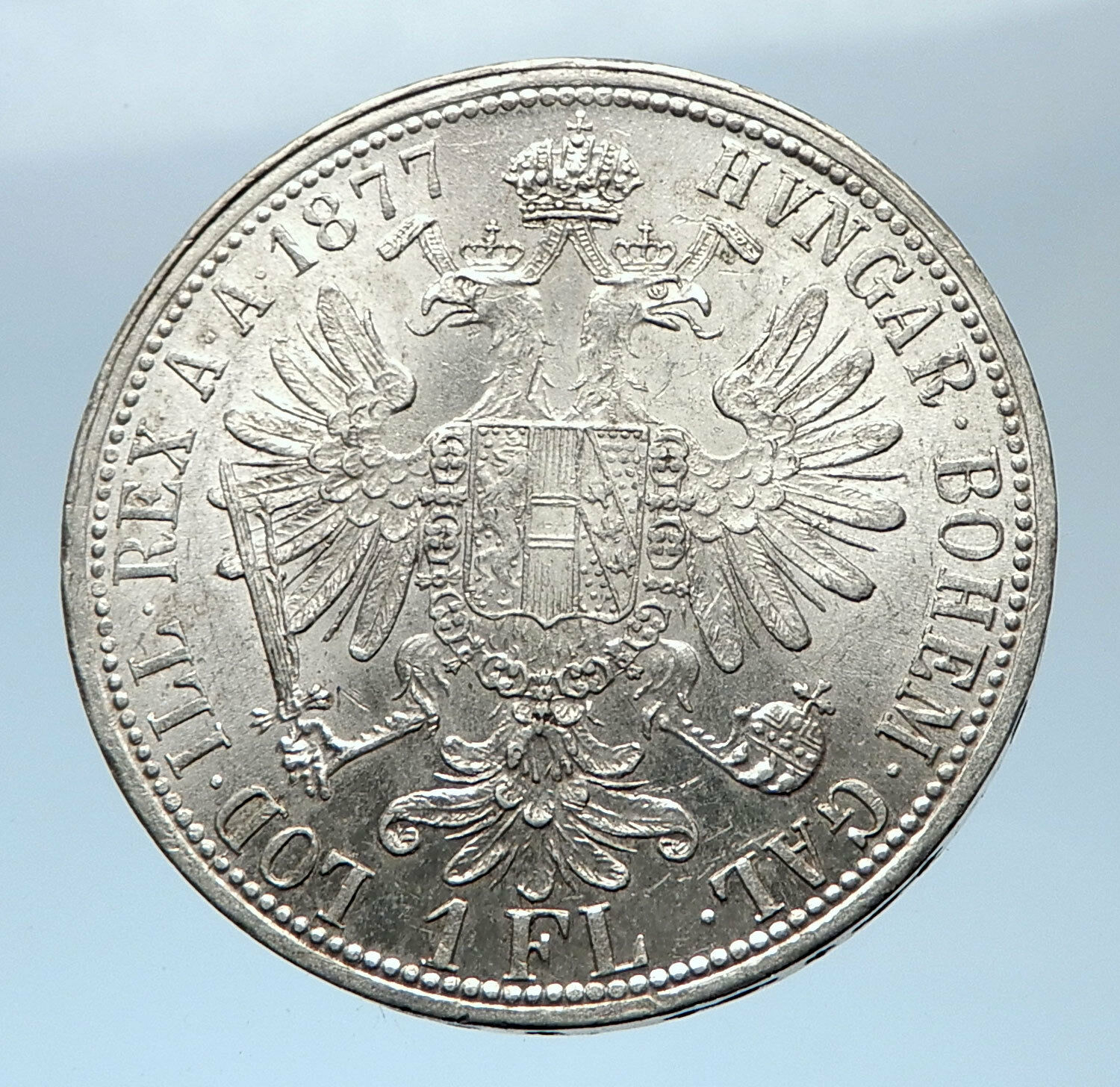 1877 AUSTRIA FRANZ JOSEPH I Silver Mint State Silver Florin Vintage Coin i73861