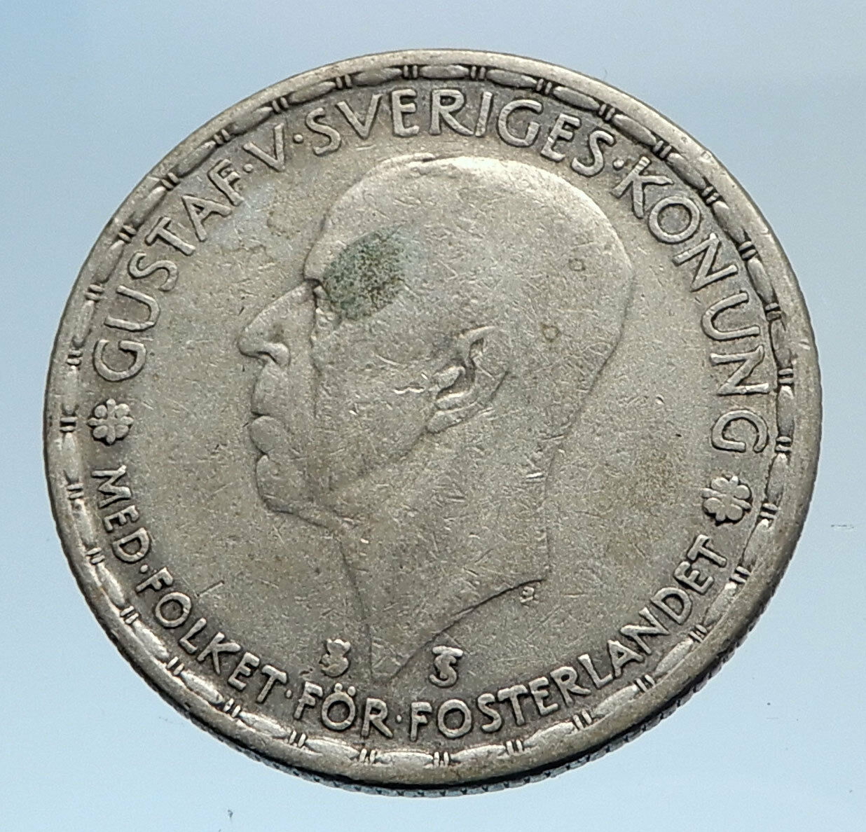 1946 Sweden GUSTAF V Silver Krona Crowned ARMS Antique Vintage Coin i74303