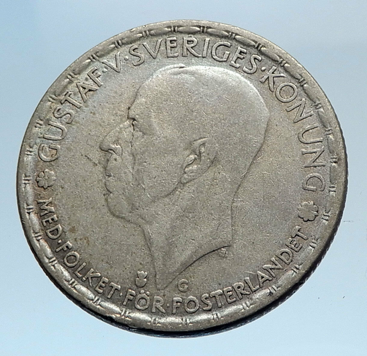 1942 Sweden GUSTAF V Silver Krona Crowned ARMS Antique Vintage Coin i74291