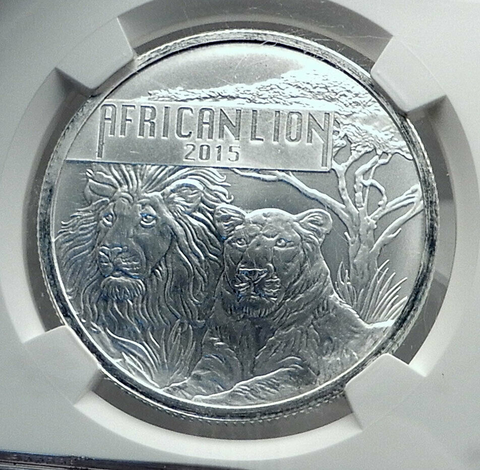 2015 BURUNDI Country in AFRICA Silver 5000 Francs AFRICAN LION Coin NGC i81297