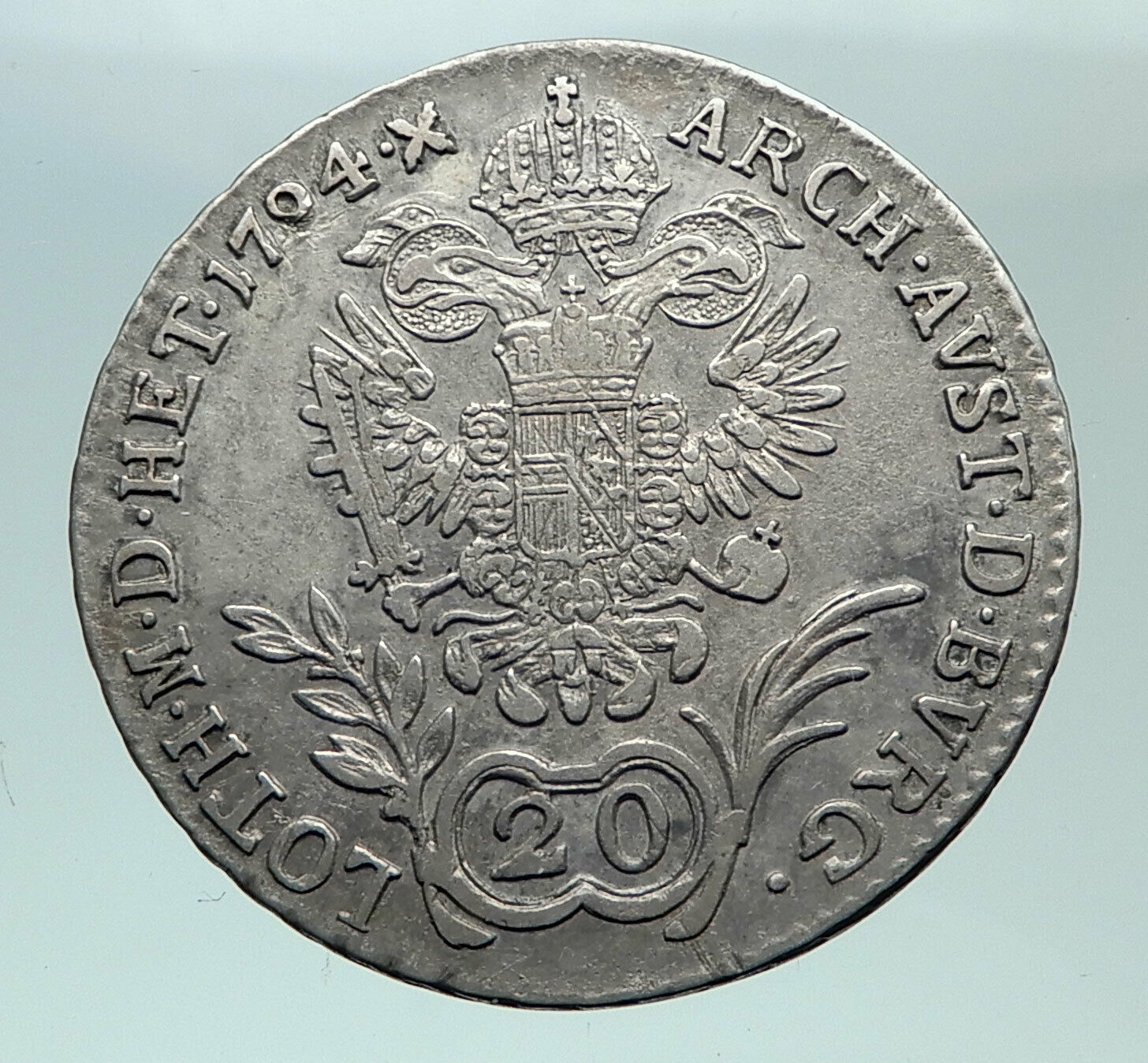 1794 B AUSTRIA Emperor Franz II Hapsburg Genuine Silver 20 Kreuzer Coin i81472