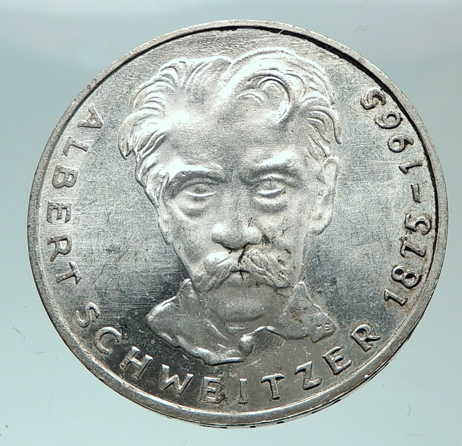 1975 GERMANY Silver 5 Mark Coin GERMAN Nobel Prize Hero Albert Schweitzer i81509