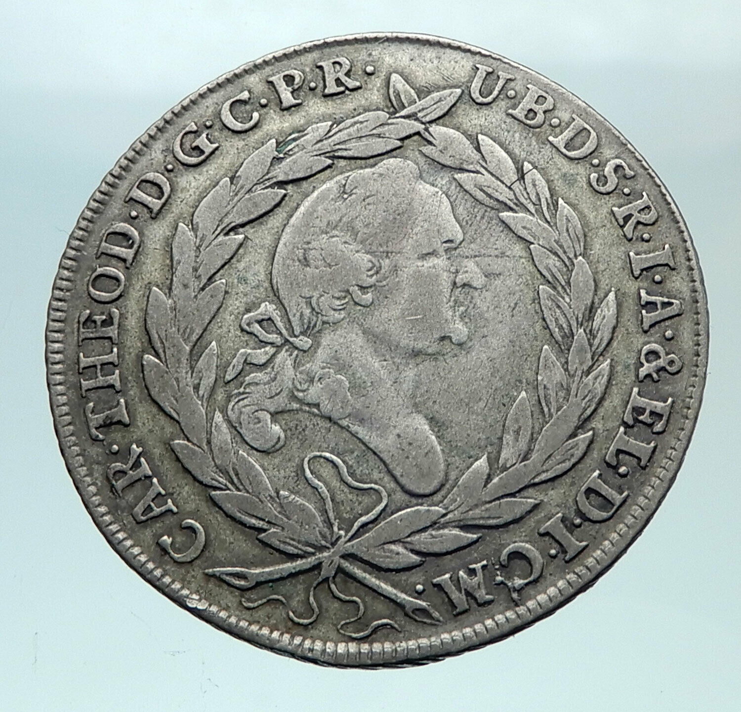 1782 GERMANY Elector Karl Theodore Bavaria Antique Silver 20 Kreuzer Coin i81491