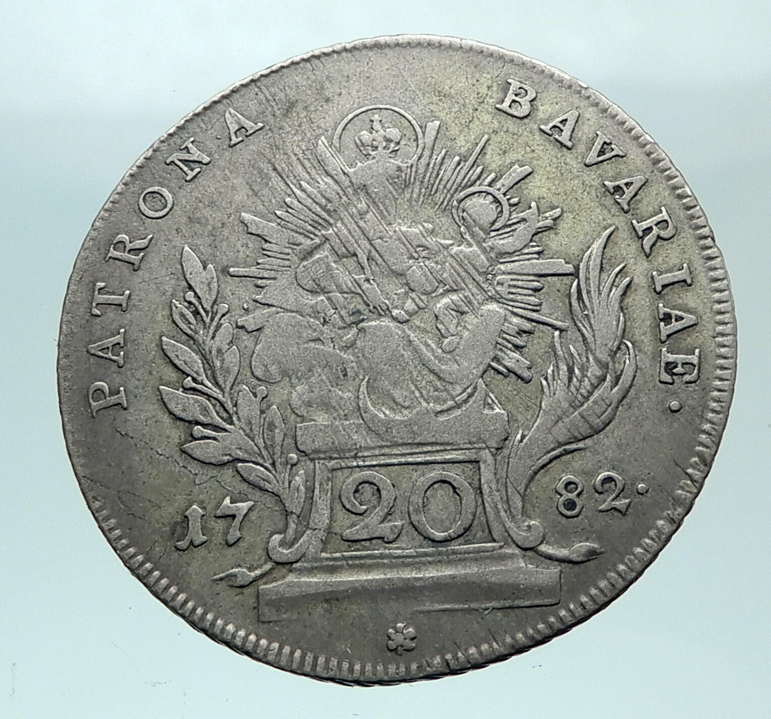 1782 GERMANY Elector Karl Theodore Bavaria Antique Silver 20 Kreuzer Coin i81491