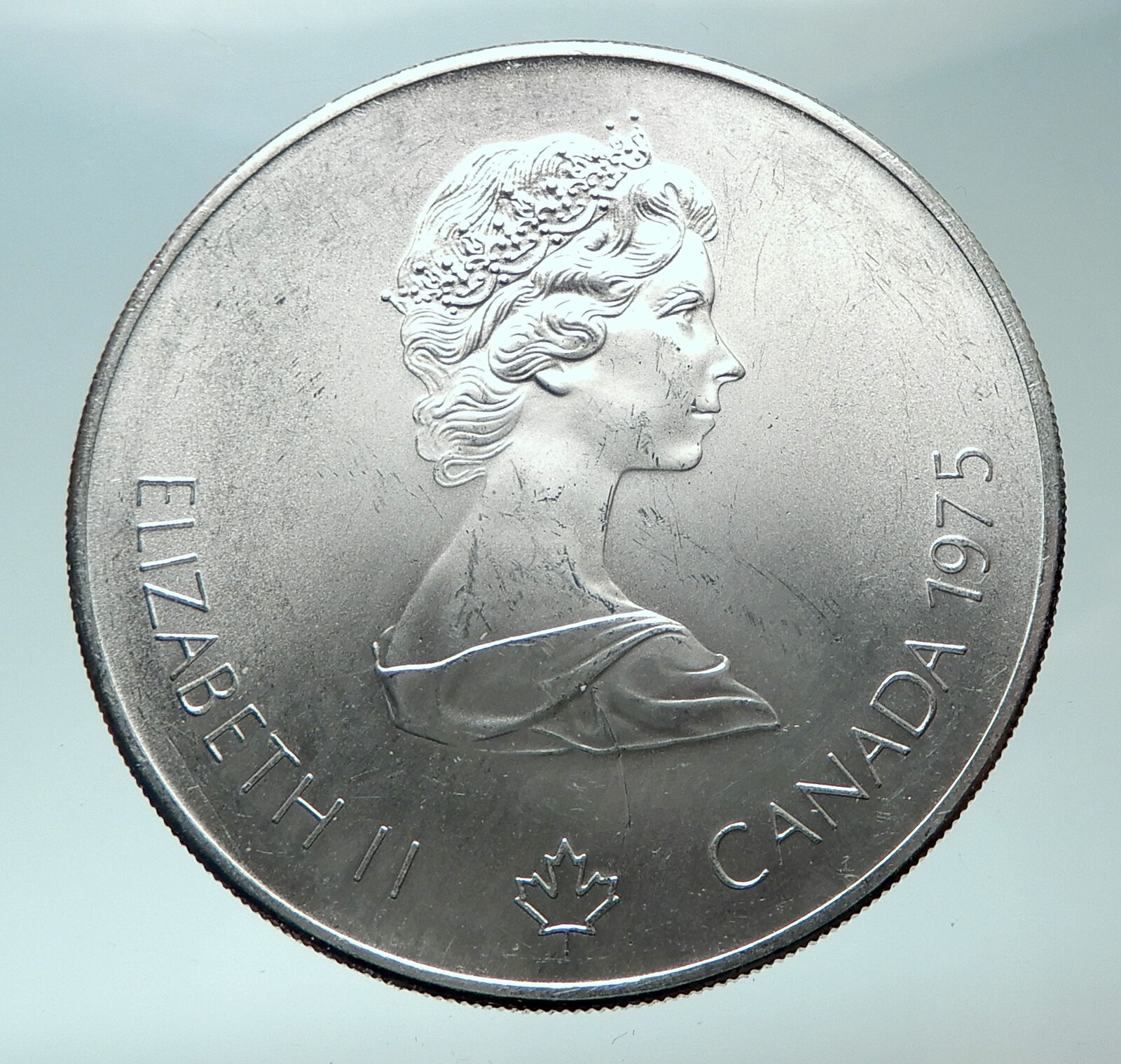 1975 CANADA Queen Elizabeth II Olympics Montreal Swimming Silver $5 Coin i82012