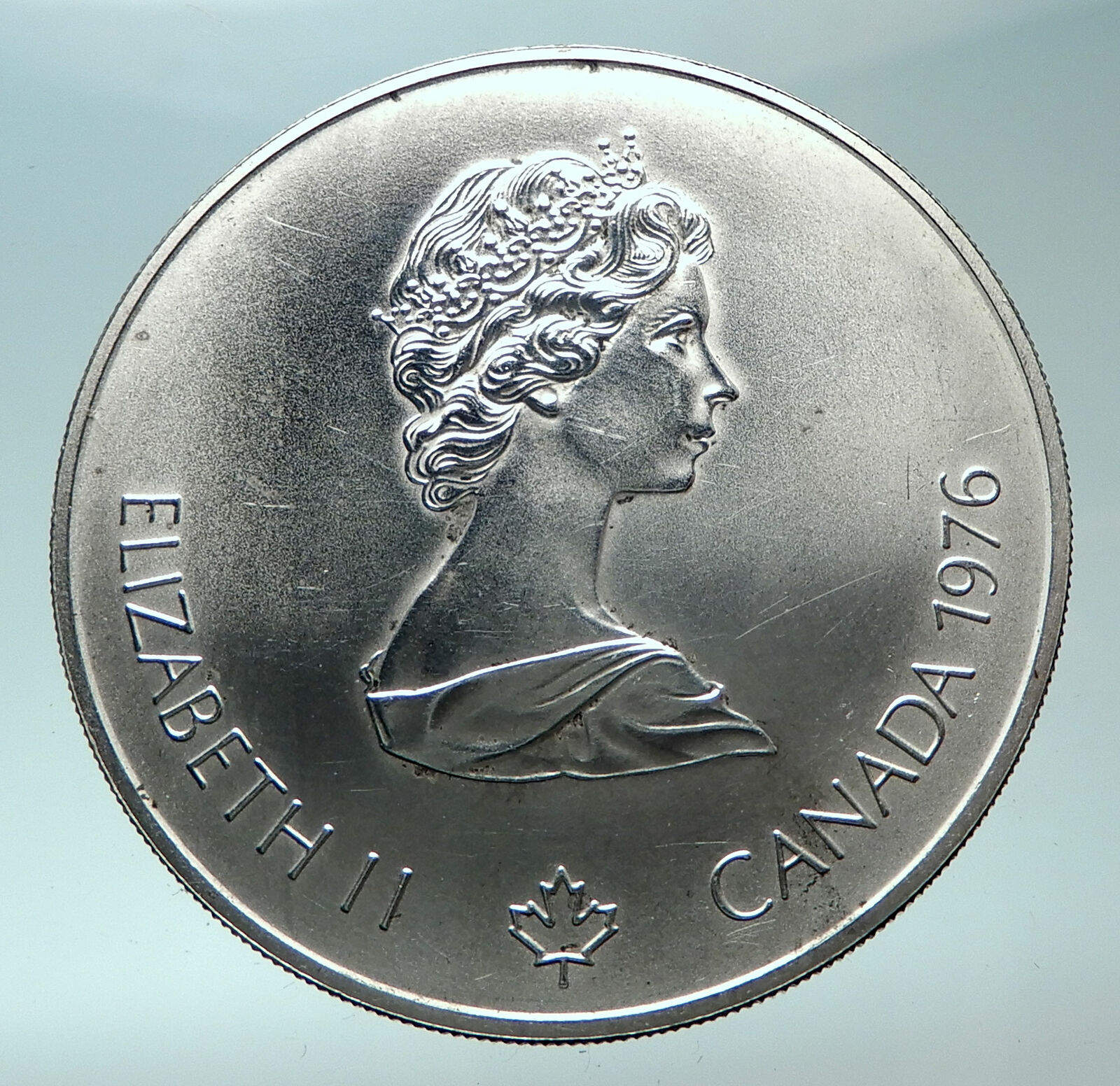 1976 CANADA Queen Elizabeth II Olympics Montreal Torch Silver $5 Coin i82003