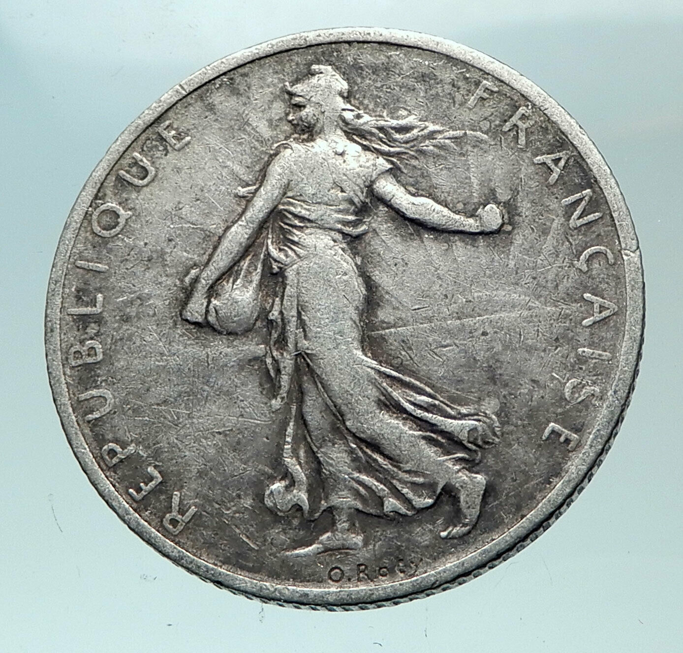 1898 FRANCE Antique Silver 2 Francs French Coin w La Semeuse Sower Woman i82048