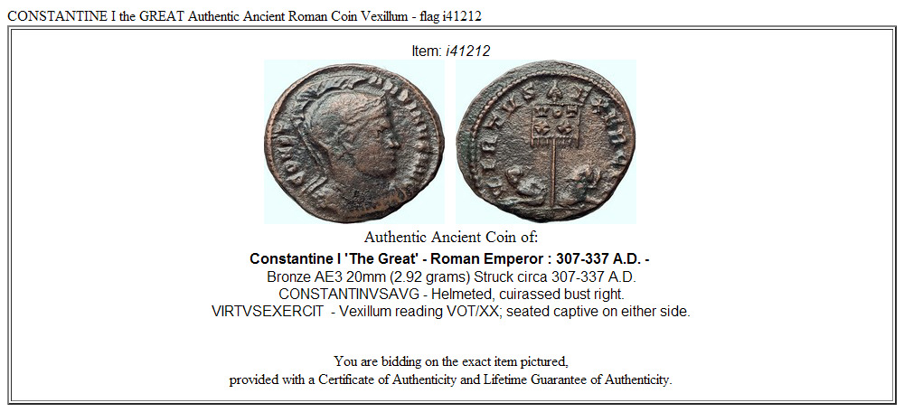 CONSTANTINE I the GREAT Authentic Ancient Roman Coin Vexillum - flag i41212