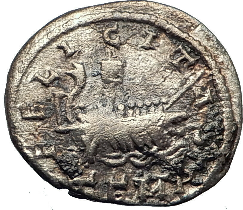 ELAGABALUS 218AD GALLEY Ship Authentic Ancient Silver Roman Coin i44573