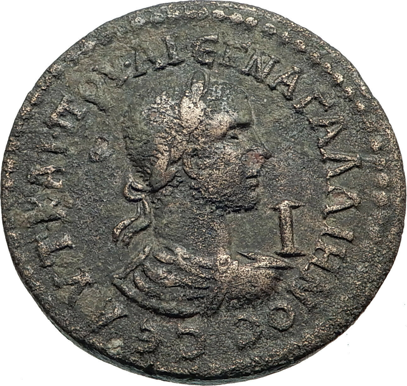 GALLIENUS 253AD Side Pamphylia Necorate Authentic Ancient Roman Coin i44154